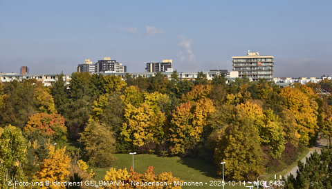 15.10.2025 - goldener Oktober mit Blick auf das Marx-Zentrum und Wohnanlage am Karl-Marx-Ring 52-62